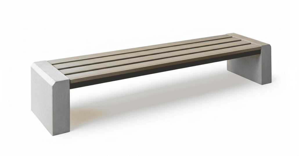 ławka betonowa z drewnianym siedziskiem